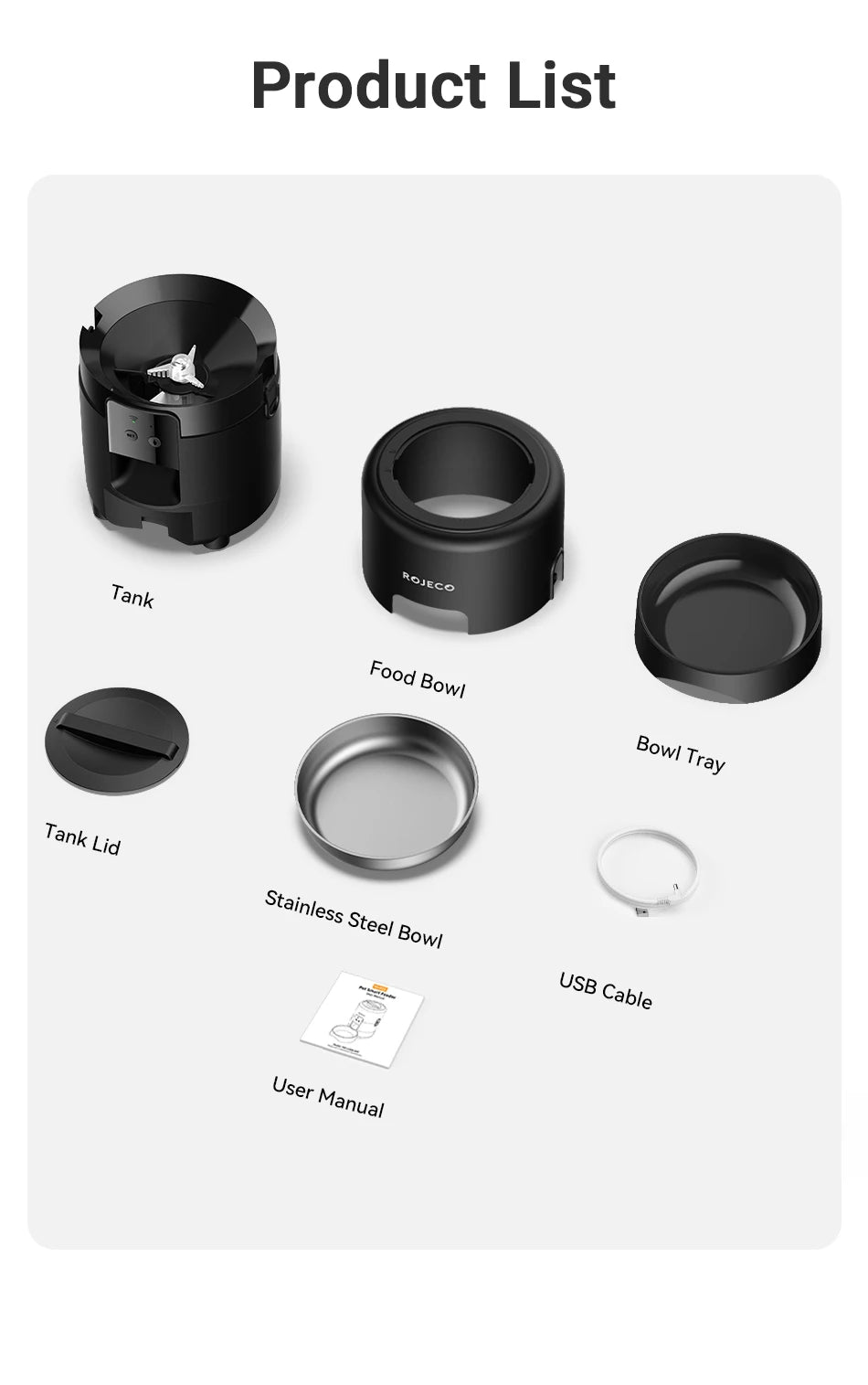 ROJECO Automatic Cat Feeder 2L Smart Pet Food Kibble Dispenser WiFi App Remote Control Dog Feeder For Pet Cat Dog Accessories