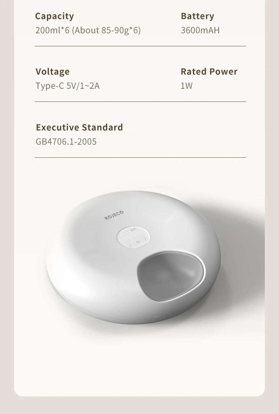 ROJECO 6 Meals Automatic Pet Feeder Smart Cat Food Dispenser For Wet & Dry Food Kibble Dispenser Accessories Auto Feeder For Cat