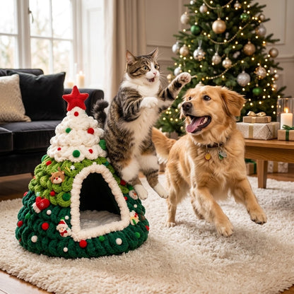 🐾 Pawfect Elite™ Christmas Tree Pet Bed 🎄 Warm Indoor Sleeping Nest 🏠