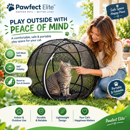 🐱 Pawfect Elite™ Pop-Up Cat Playpen – Foldable Portable Mesh Cat Tent 🐾
