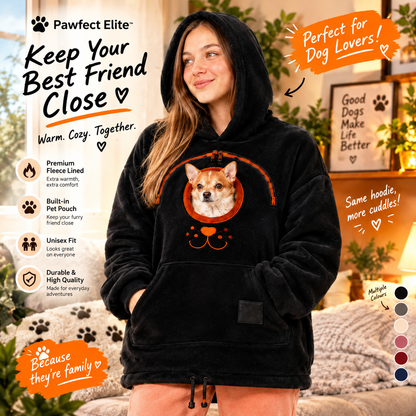 🐶 Pawfect Elite™ Dog Pouch Hoodie  Fleece Lined  Unisex Carrier Sweatshirt 🐾