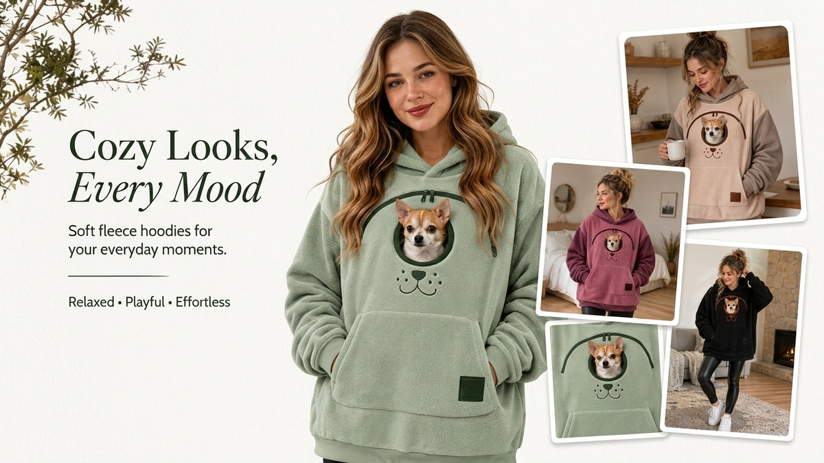 🐶 Pawfect Elite™ Dog Pouch Hoodie  Fleece Lined  Unisex Carrier Sweatshirt 🐾