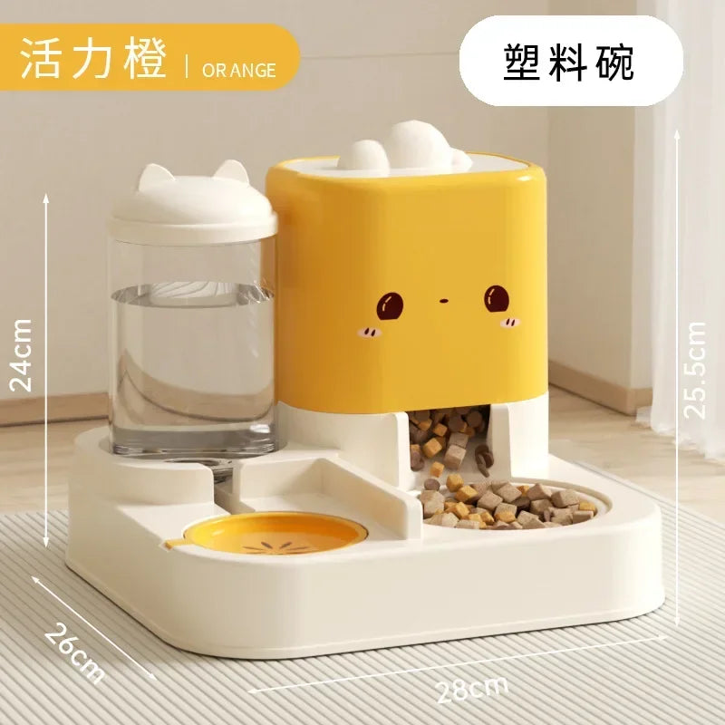 Cartoon cat feeding water feeder cat bowl cat and dog universal pet bowl water dispenser pet supplies spot