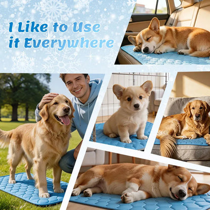 Pawfect Elite™ Instant Self-Cooling Pet Mat – Breathable Ice Silk Pad❄️