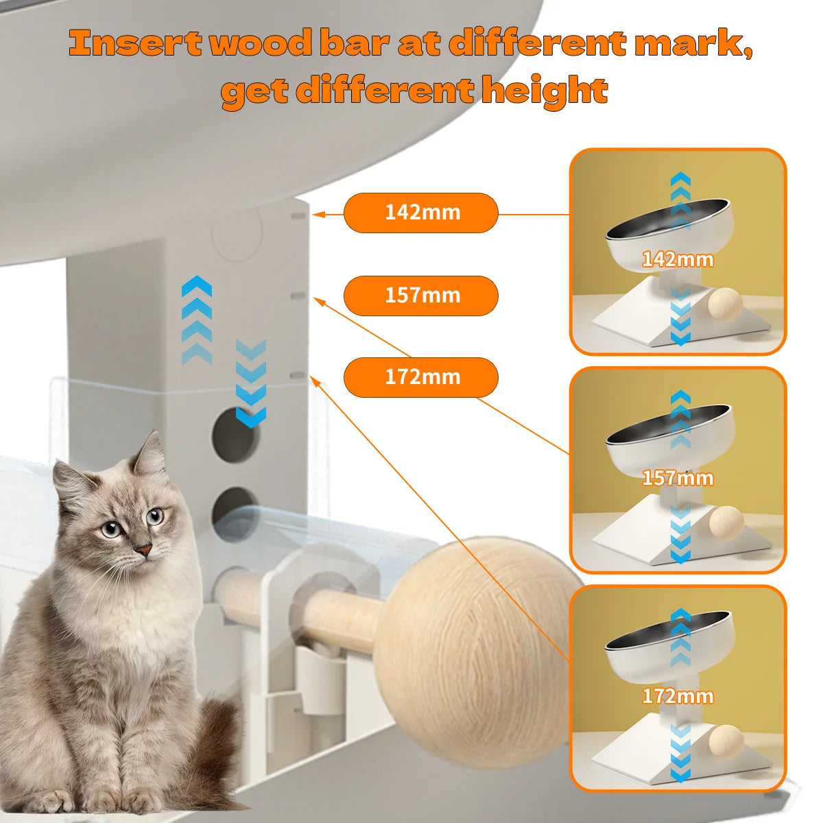 Elevated Dog Bowls for Small Medium Dogs and cats, 3 Height Adjustable Raised Stand with 304 Stainless Steel Food Bowls