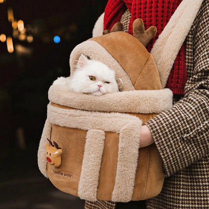 Winter Cat Backpack Pet Carrier Warm Soft Sherpa Travel Bubble Bag Leash Hole For Small Cats Warme Schräg Cross Haustier Tasche