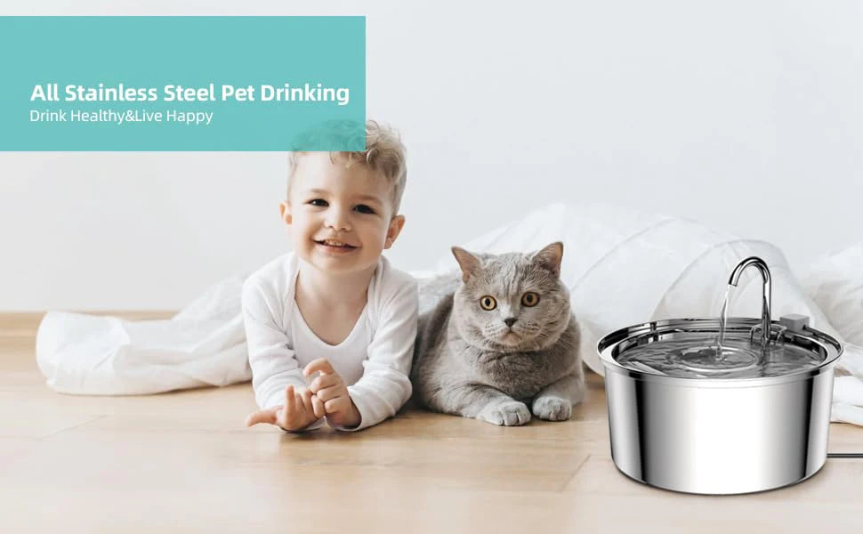 Automatic Cat Water Fountain Stainless Steel Pet Fountain Dog Water Dispenser With USB Electric Ultra-Quiet Pump Cat Supplies