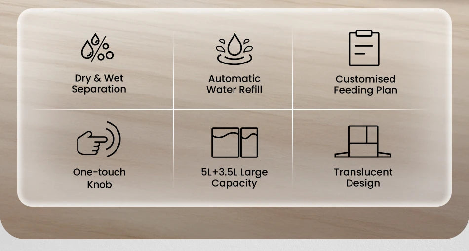 ROJECO 2In1 Automatic Pet Feeder Gravity Water Fountain 8.5L Button Version Auto Cat Kibble Dispenser with Water Refill Drinker