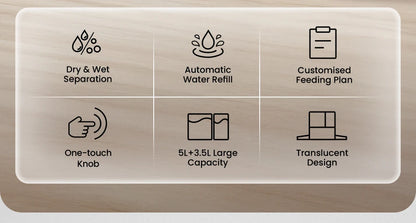 ROJECO 2In1 Automatic Pet Feeder Gravity Water Fountain 8.5L Button Version Auto Cat Kibble Dispenser with Water Refill Drinker