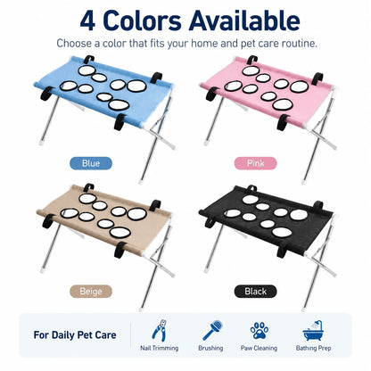 Foldable Pet Grooming Table 60cm Dog Cat Grooming Hammock Stand Multi Hole Mesh Nail Trimming Bathing Helper