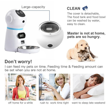 Robot pet intelligent feeding equipment cat and dog regular quantitative automatic feeding machine removable and washable stainl