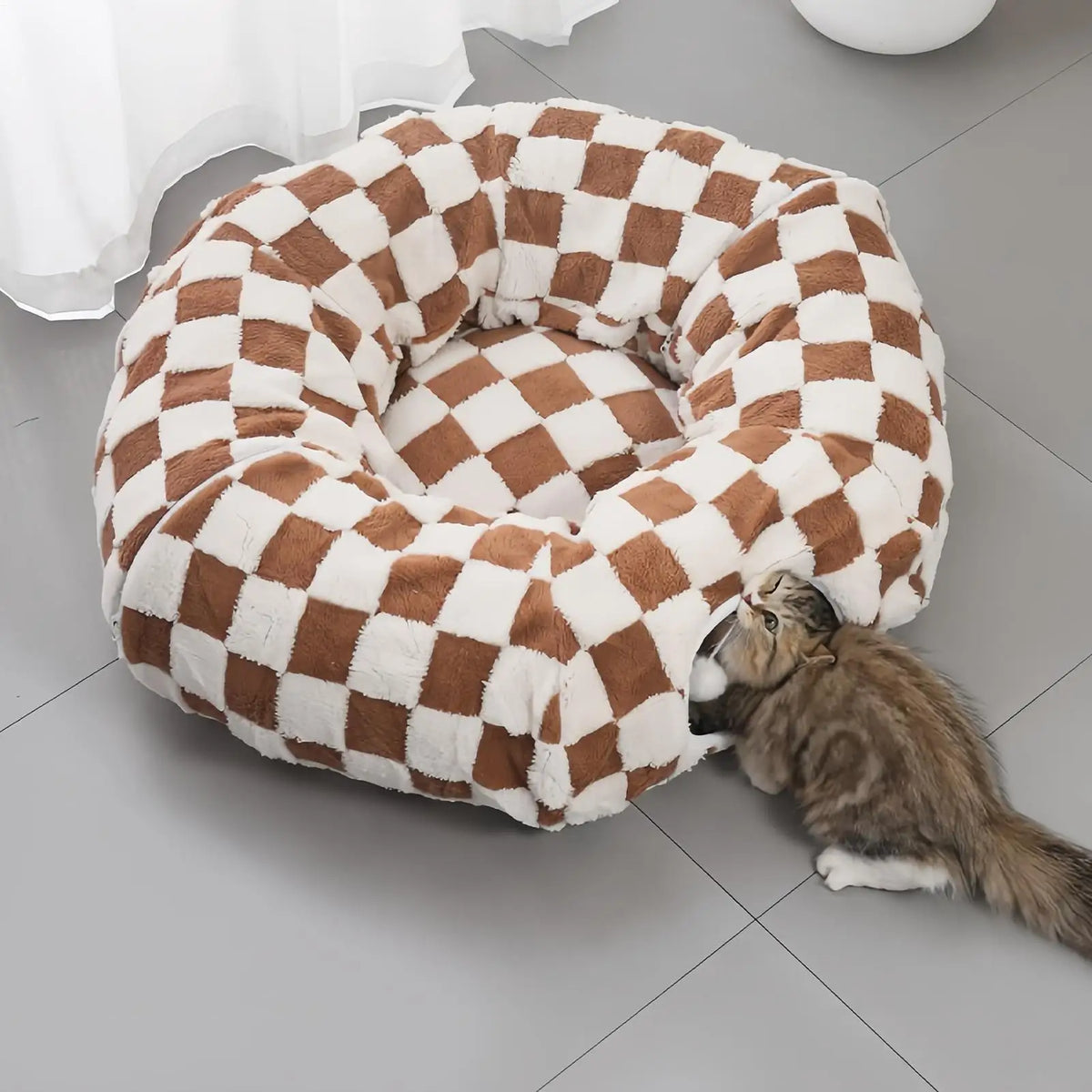 🐾Pawfect Elite™ Cozy Cat Tunnel Bed – Plush Interactive Play & Sleeping Cave🐱🧸