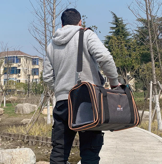 Large Reversible Expandable Cat and Dog Carrier - with fleece pad and pockets for cats/dogs up to 24 lbs Travel Pet Carrier