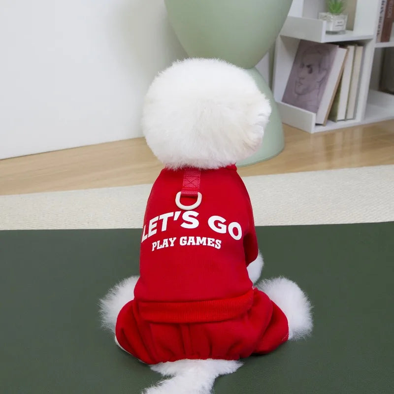 Warm Dogs Jumpsuit Spring Autumn Dog Coat for Small Dog Pet Hoodies Puppy Clothes Dog Jumpsuit Pet Four legged Hoodie