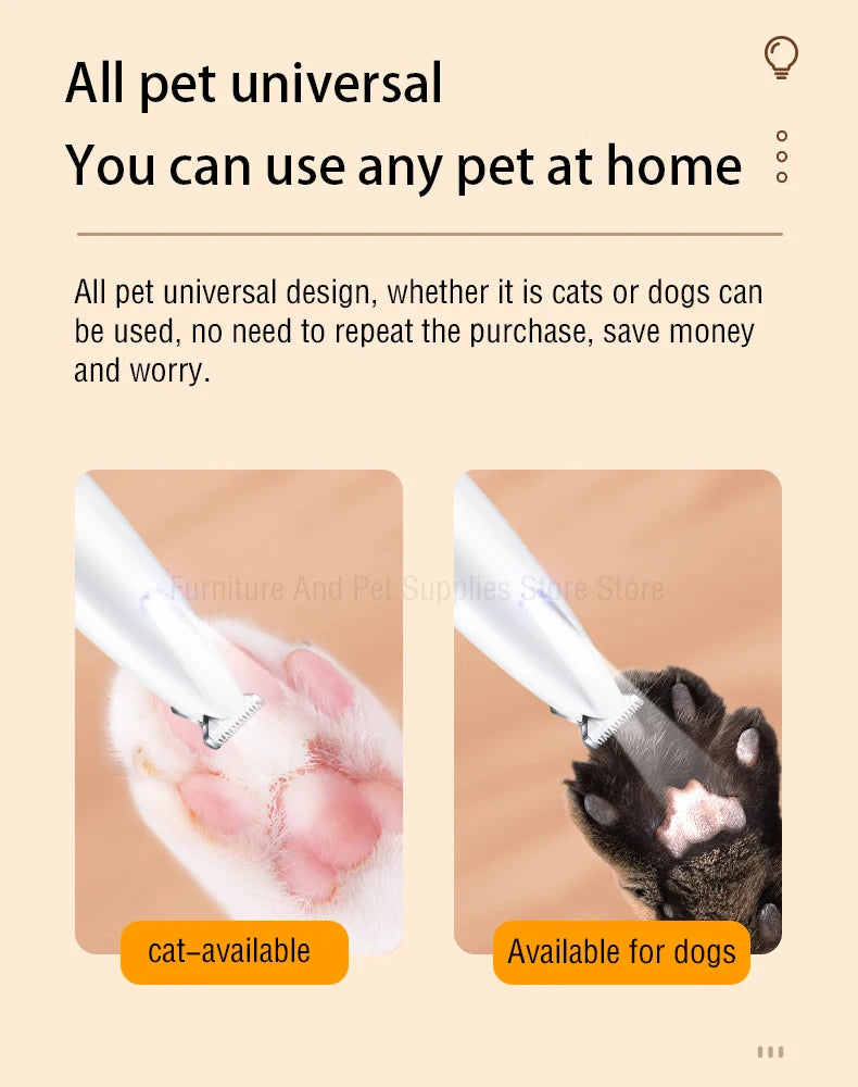 New Dog Beauty Trimmer Fully Waterproof Dog Trimmer with LED Light Dog Claw Trimmer Cat Claw Hair Trimmer Pet Claw Trimmer