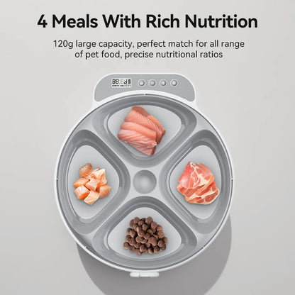 ROJECO Automatic Pet Feeder 4 Meals For Wet Dry Food Feeding Wireless Smart Kibble Dispenser Cat Dog Multifunctional Cat Feeder