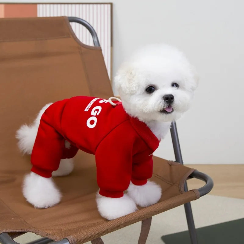 Warm Dogs Jumpsuit Spring Autumn Dog Coat for Small Dog Pet Hoodies Puppy Clothes Dog Jumpsuit Pet Four legged Hoodie