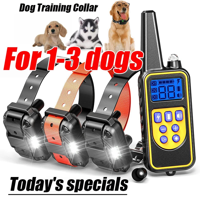 Electric Dog Training Collar 1000m Adjustable Pet Collar Remote Control Dog Device Anti Barking Device for 1/2/3 Dogs Trainer