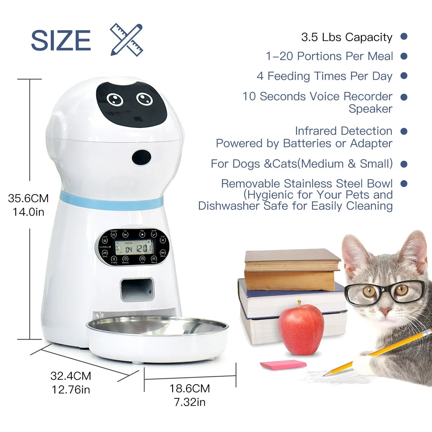 Robot pet intelligent feeding equipment cat and dog regular quantitative automatic feeding machine removable and washable stainl