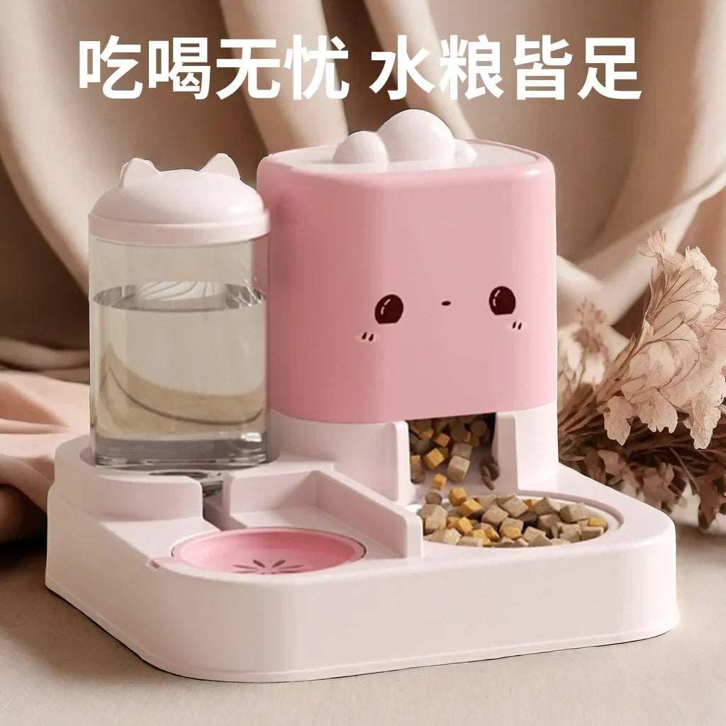 Cartoon cat feeding water feeder cat bowl cat and dog universal pet bowl water dispenser pet supplies spot
