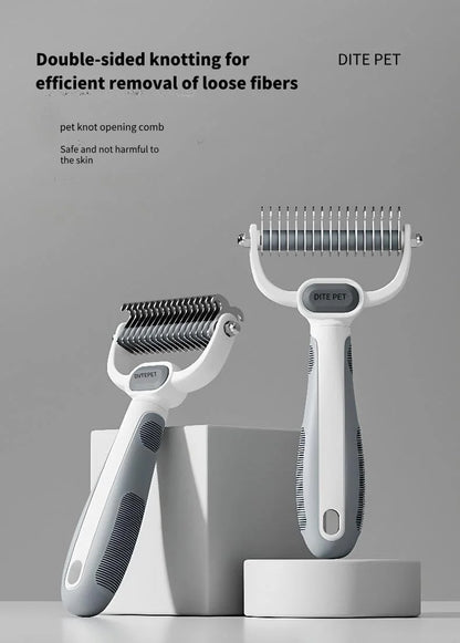 Dog Cat Grooming Brush, Double-Sided Deshedding - Dematting Undercoat Rake and Pin Brush for Long and Short Haired Dogs Cats