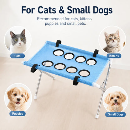 Foldable Pet Grooming Table 60cm Dog Cat Grooming Hammock Stand Multi Hole Mesh Nail Trimming Bathing Helper
