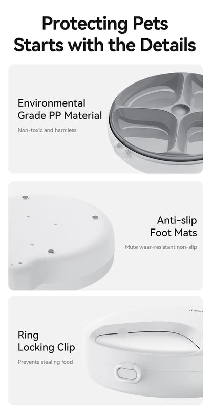 ROJECO Automatic Pet Feeder 4 Meals For Wet Dry Food Feeding Wireless Smart Kibble Dispenser Cat Dog Multifunctional Cat Feeder