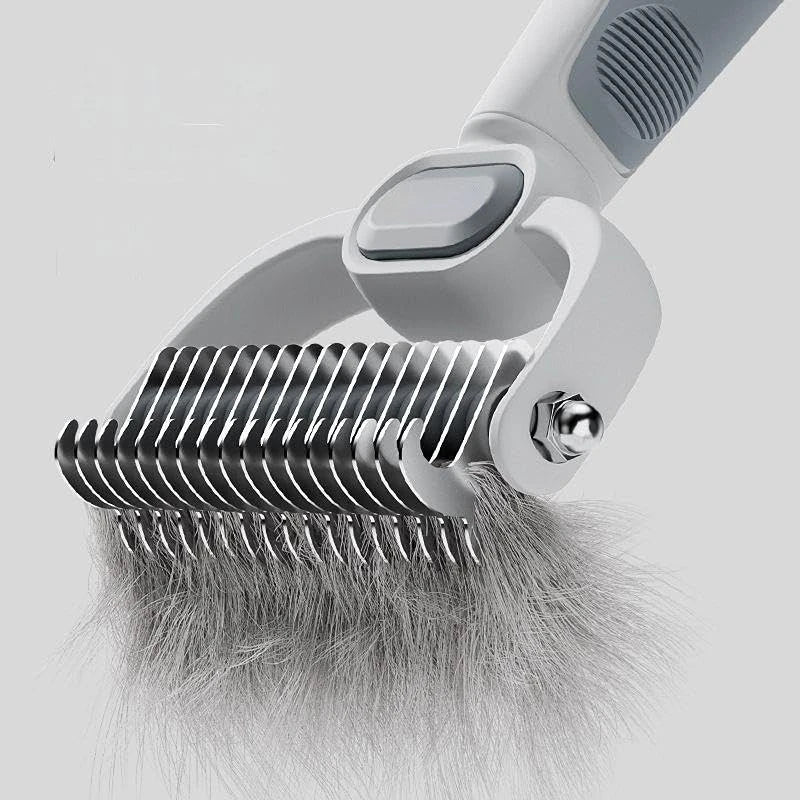 Dog Cat Grooming Brush, Double-Sided Deshedding - Dematting Undercoat Rake and Pin Brush for Long and Short Haired Dogs Cats