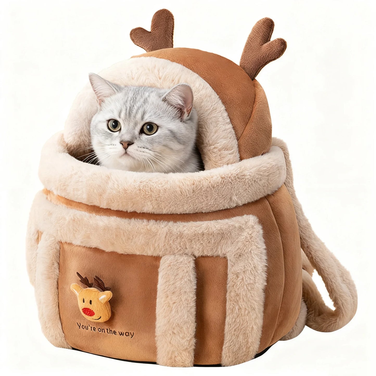 Winter Cat Backpack Pet Carrier Warm Soft Sherpa Travel Bubble Bag Leash Hole For Small Cats Warme Schräg Cross Haustier Tasche