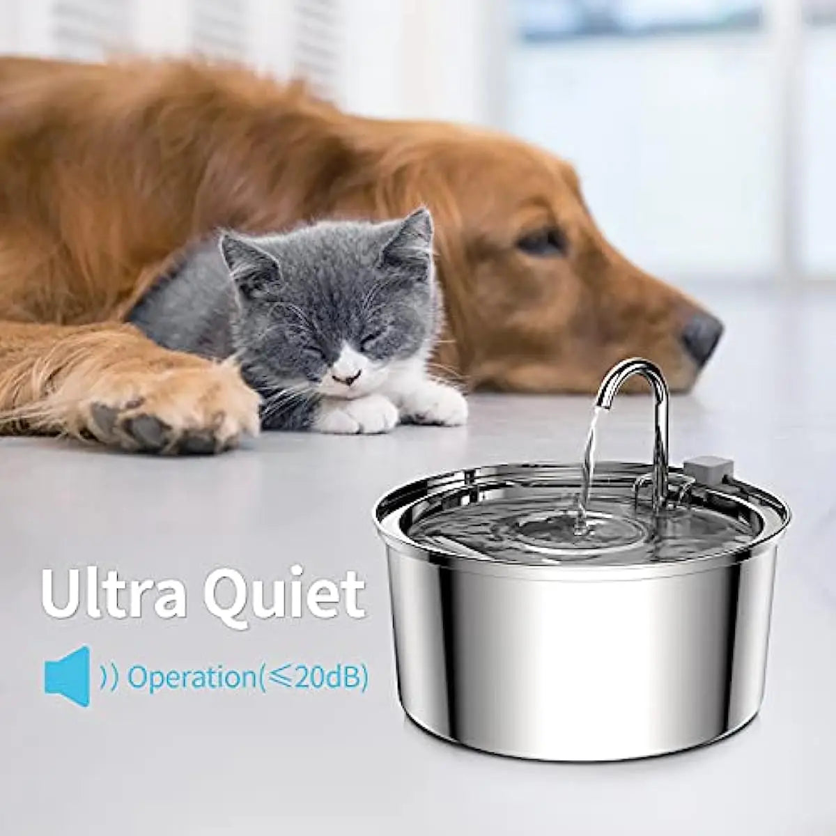 Automatic Cat Water Fountain Stainless Steel Pet Fountain Dog Water Dispenser With USB Electric Ultra-Quiet Pump Cat Supplies