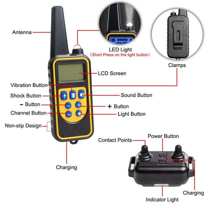 Electric Dog Training Collar 1000m Adjustable Pet Collar Remote Control Dog Device Anti Barking Device for 1/2/3 Dogs Trainer