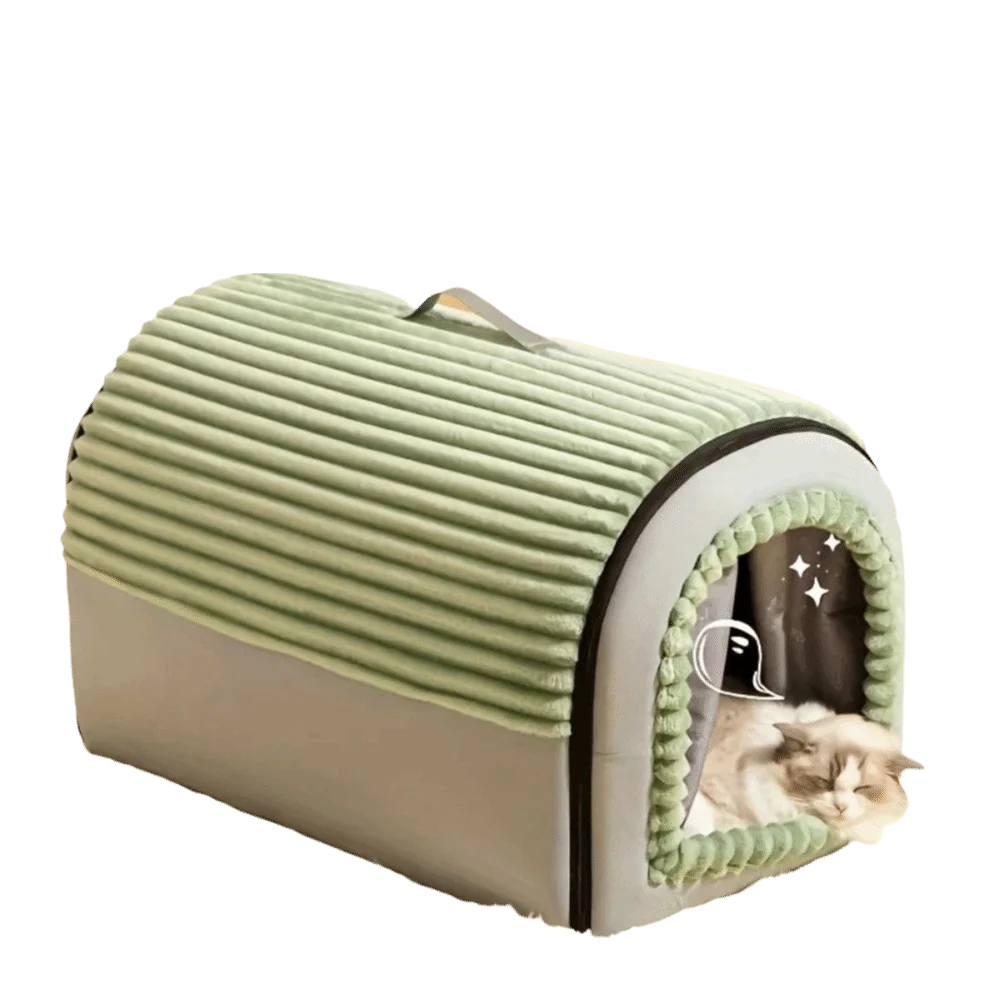 Winter Enclosed Pet House Detachable Soft Dog Bed & Cat Bed Anti-Slip Bottom with Door Curtain Warm Tent For Small Animals