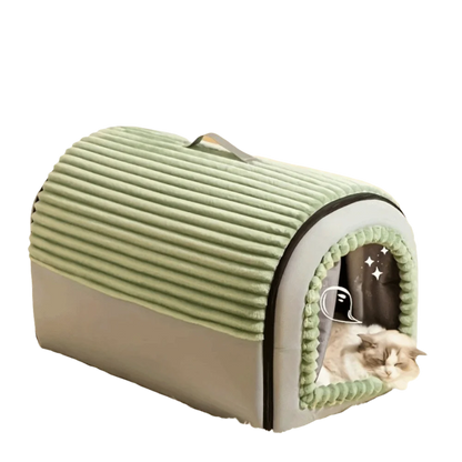 Winter Enclosed Pet House Detachable Soft Dog Bed & Cat Bed Anti-Slip Bottom with Door Curtain Warm Tent For Small Animals