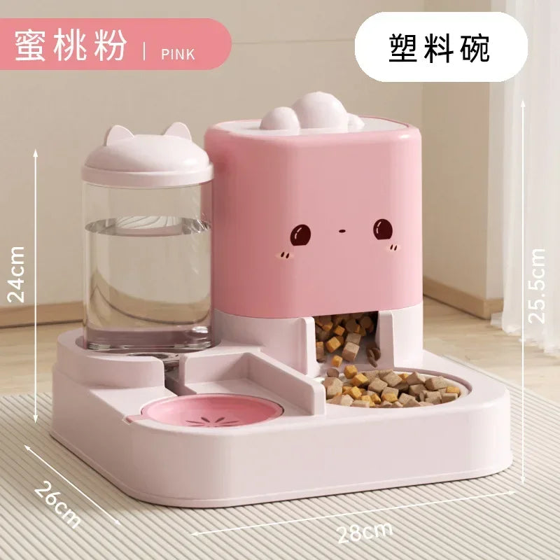 Cartoon cat feeding water feeder cat bowl cat and dog universal pet bowl water dispenser pet supplies spot