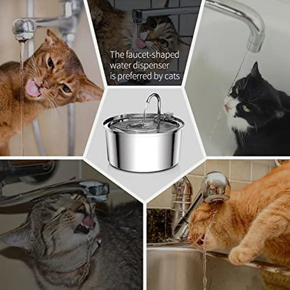 Automatic Cat Water Fountain Stainless Steel Pet Fountain Dog Water Dispenser With USB Electric Ultra-Quiet Pump Cat Supplies
