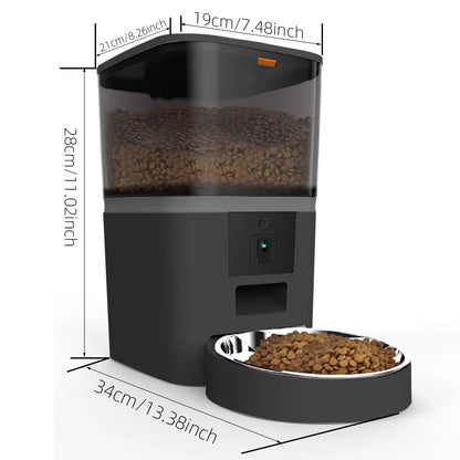 4L Automatic Cat Feeder Smart Pet Feeder For Cats Small Dogs Food Dispenser With Camera Recorder Timing Quantitative Double Bowl