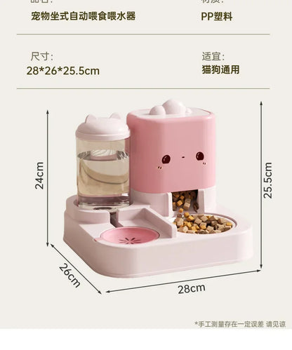 Cartoon cat feeding water feeder cat bowl cat and dog universal pet bowl water dispenser pet supplies spot