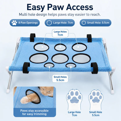 Foldable Pet Grooming Table 60cm Dog Cat Grooming Hammock Stand Multi Hole Mesh Nail Trimming Bathing Helper