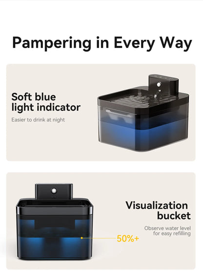 ROJECO Wireless Automatic Cat Water Fountain 2600mAh Pet Water Dispenser For Dog Cat Infrared Sensor Smart Pet Drinkier Fountain