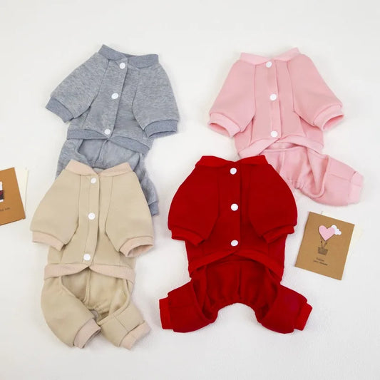 Warm Dogs Jumpsuit Spring Autumn Dog Coat for Small Dog Pet Hoodies Puppy Clothes Dog Jumpsuit Pet Four legged Hoodie