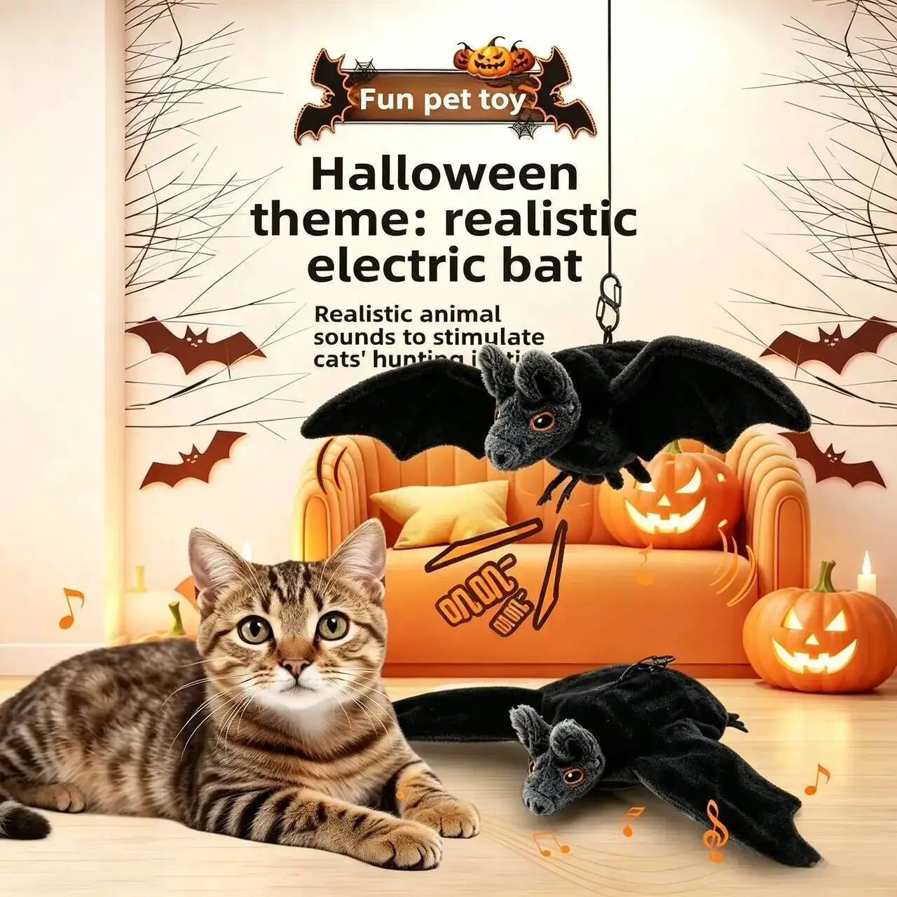 🎃🦇 Pawfect Elite® Halloween Bat Toy – Interactive Rechargeable Pet Toy with Flapping Wings & Catnip 🐾