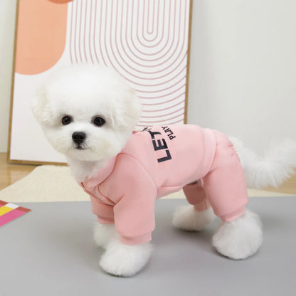 Warm Dogs Jumpsuit Spring Autumn Dog Coat for Small Dog Pet Hoodies Puppy Clothes Dog Jumpsuit Pet Four legged Hoodie