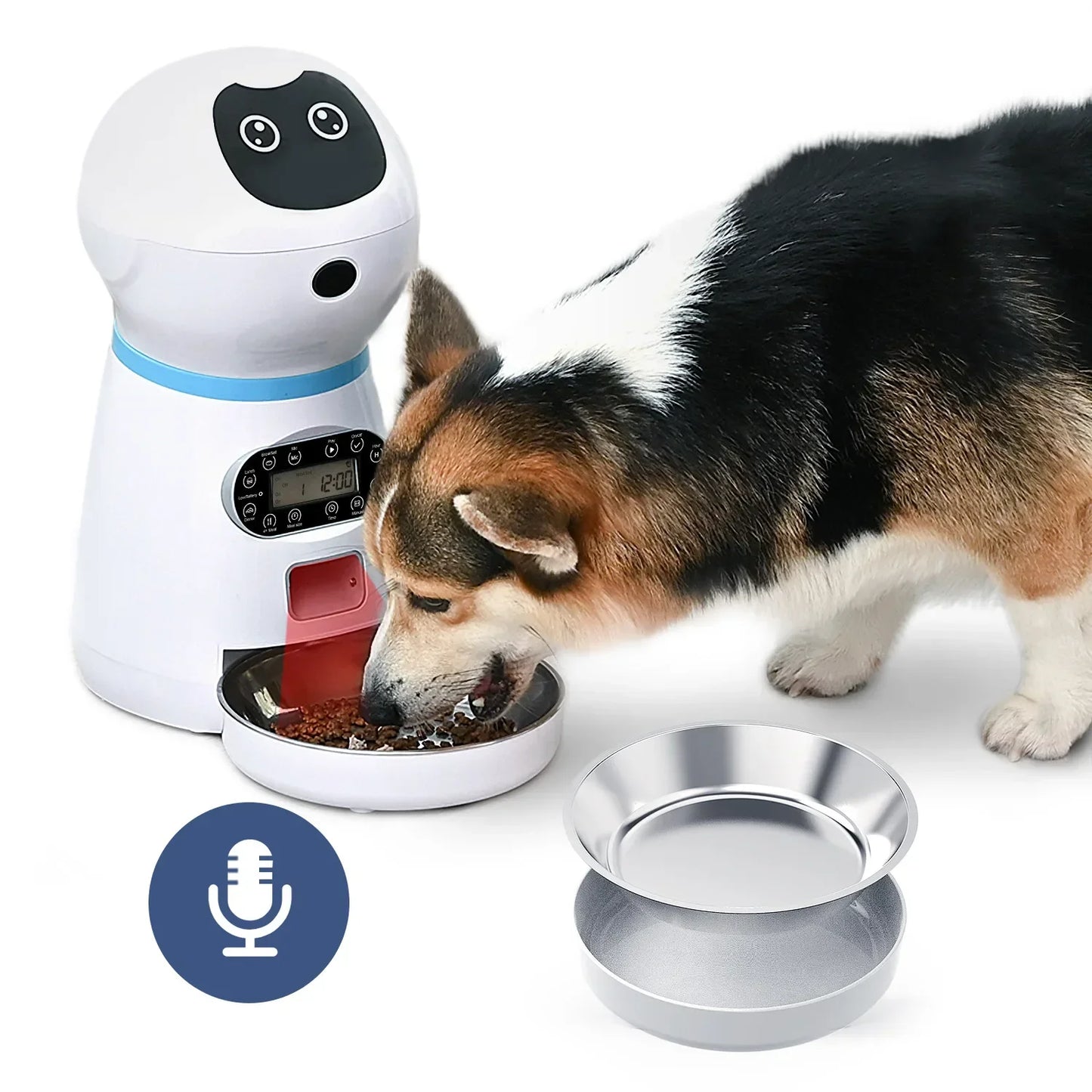 Robot pet intelligent feeding equipment cat and dog regular quantitative automatic feeding machine removable and washable stainl