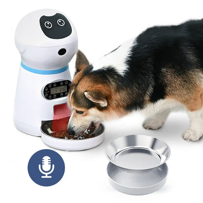Robot pet intelligent feeding equipment cat and dog regular quantitative automatic feeding machine removable and washable stainl