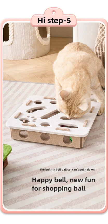Cat toy bell balls Dig hole funny box felt maze hole Interactive Cats Game self-exciting tool kitten pet cat puzzle teasing cat