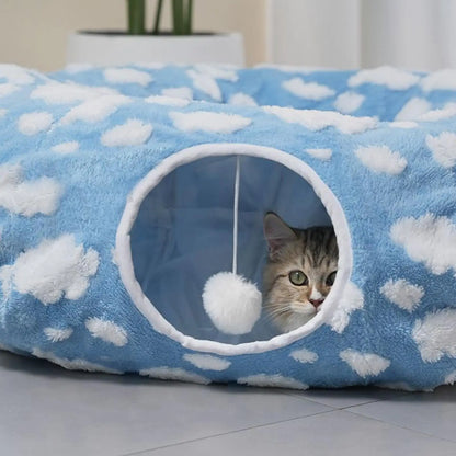 🐾Pawfect Elite™ Cozy Cat Tunnel Bed – Plush Interactive Play & Sleeping Cave🐱🧸