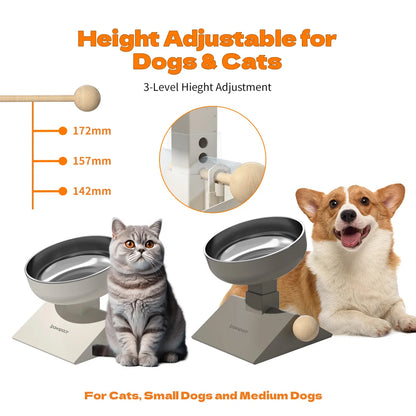 Elevated Dog Bowls for Small Medium Dogs and cats, 3 Height Adjustable Raised Stand with 304 Stainless Steel Food Bowls