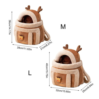 Winter Cat Backpack Pet Carrier Warm Soft Sherpa Travel Bubble Bag Leash Hole For Small Cats Warme Schräg Cross Haustier Tasche