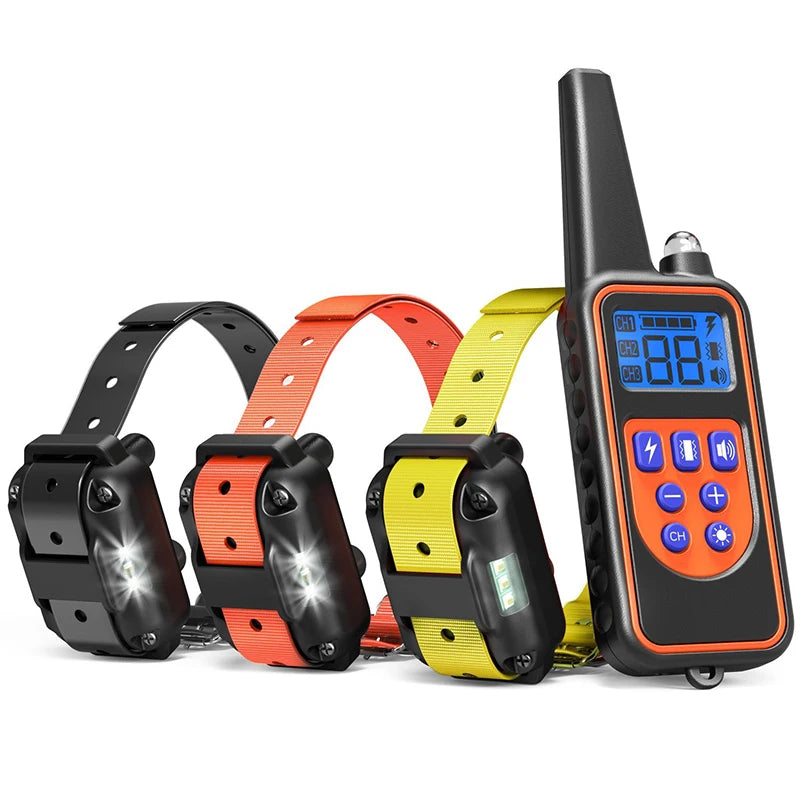 Electric Dog Training Collar 1000m Adjustable Pet Collar Remote Control Dog Device Anti Barking Device for 1/2/3 Dogs Trainer