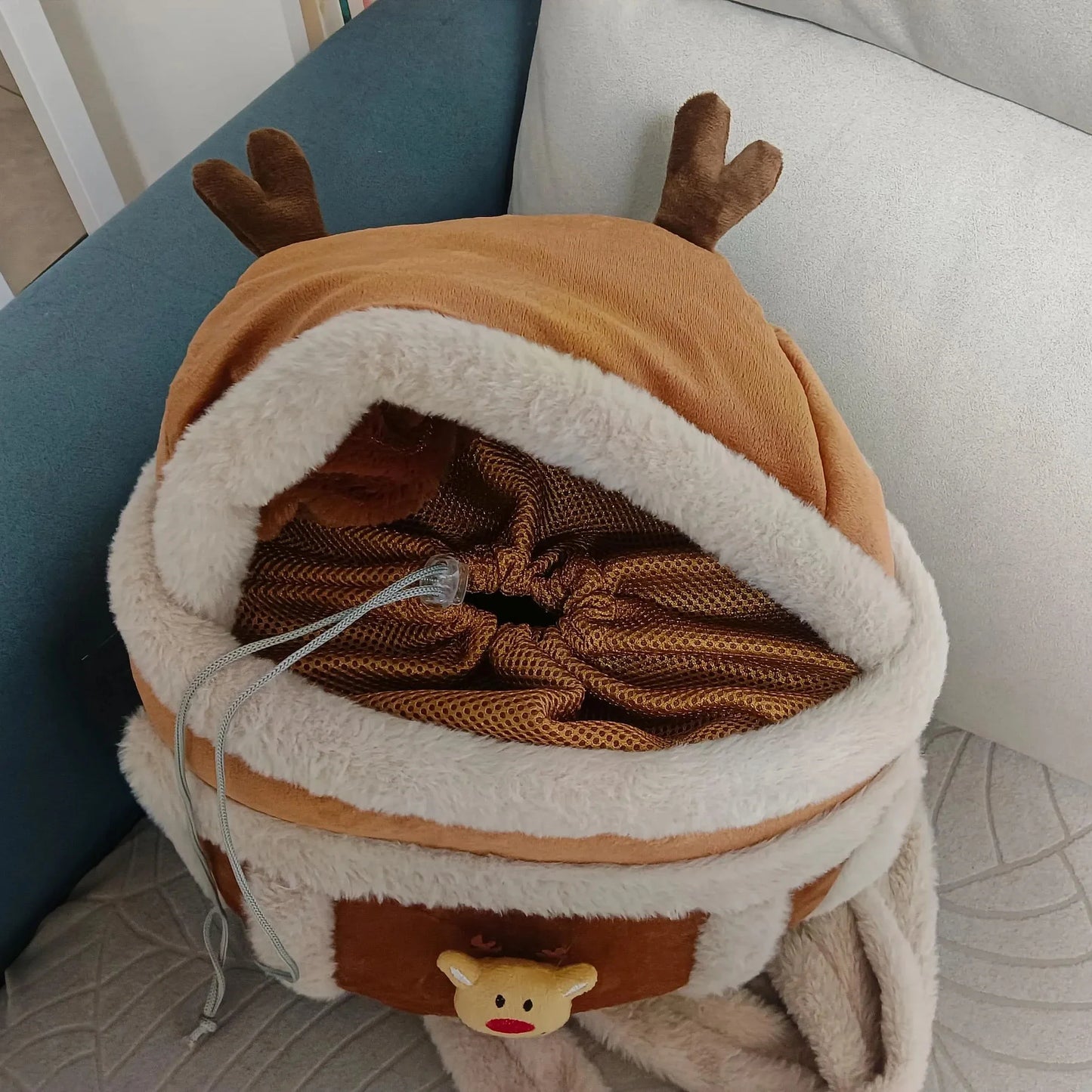 Winter Cat Backpack Pet Carrier Warm Soft Sherpa Travel Bubble Bag Leash Hole For Small Cats Warme Schräg Cross Haustier Tasche